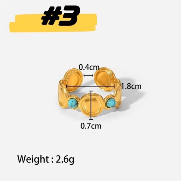 18K Gold Plated Emerald Green Vintage Adjustable Ring Set 7PCS Statement - Picture 9 of 15